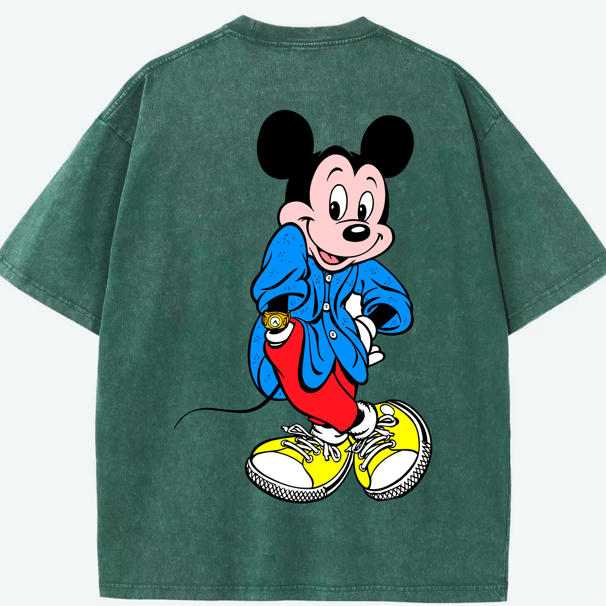 （画像用） ミッキーマウス Mickey Mouse 綿100% ヴィンテージ風 半袖Tシャツ（背面プリント）